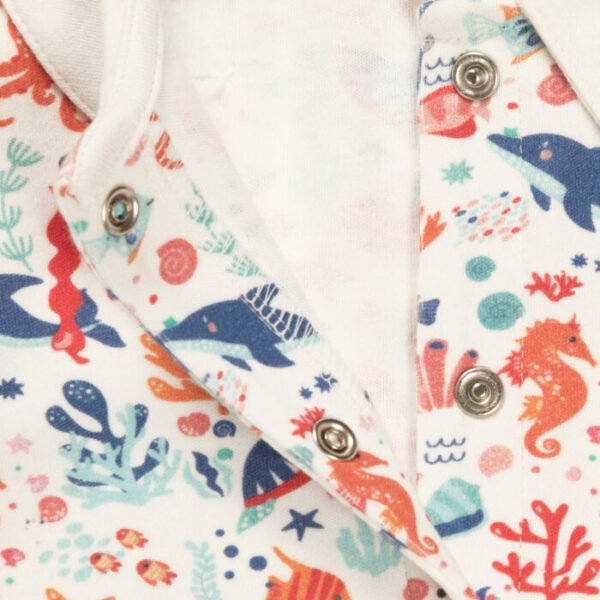 Unisex Baby Printed 100% Organic Cotton Romper - White - Image 4