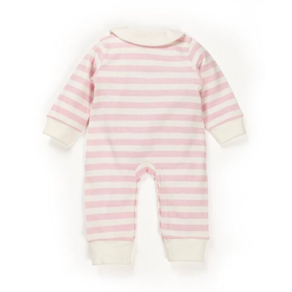 Baby Girls 100% Organic Cotton Sleepsuit - Baby Pink and White - Image 5