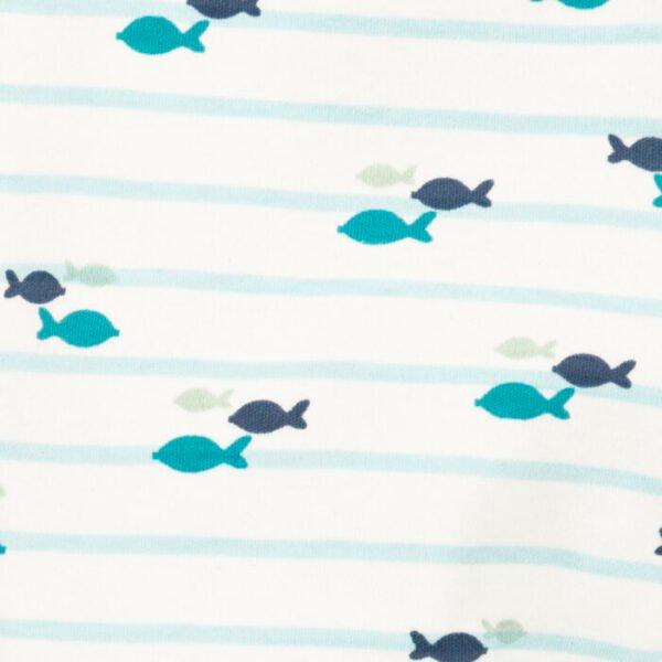 Baby Boys Embroidered and Striped 100%Organic Cotton Top and Pant Set - Tiffany Blue and White - Image 6