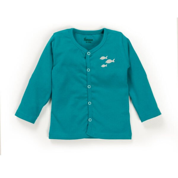 Baby Boys Embroidered and Striped 100%Organic Cotton Top and Pant Set - Tiffany Blue and White - Image 2