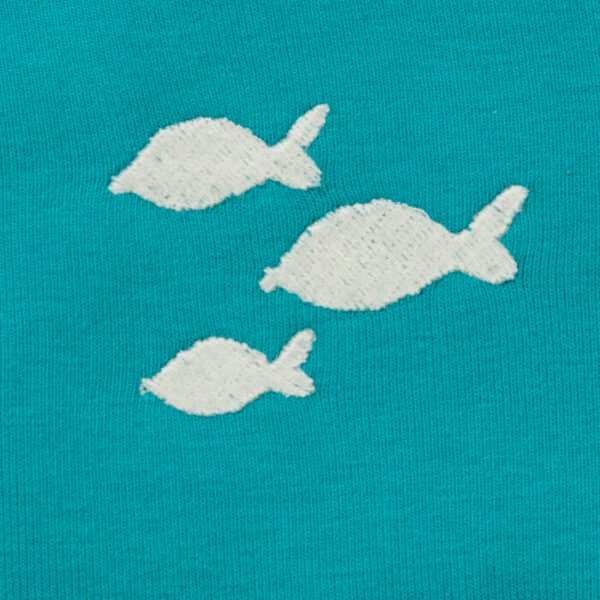 Baby Boys Embroidered and Striped 100%Organic Cotton Top and Pant Set - Tiffany Blue and White - Image 5