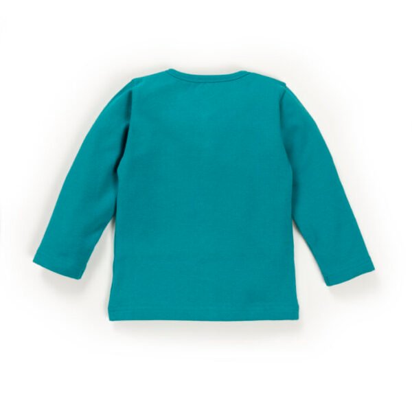 Baby Boys Embroidered and Striped 100%Organic Cotton Top and Pant Set - Tiffany Blue and White - Image 3