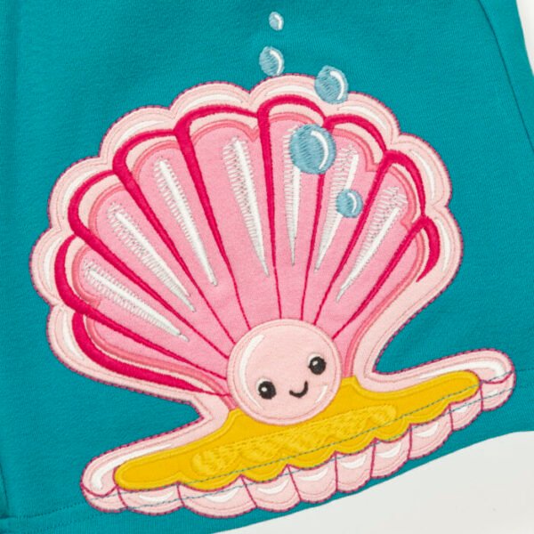 Kids Girls Graphic Printed 100%Organic Cotton Shorts - Blue and Pink - Image 2