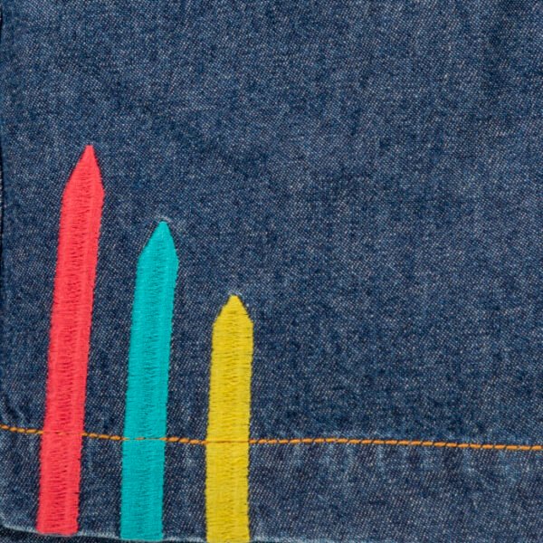 Kids Girls Printed 100%Organic Cotton Shorts - Denim - Image 3