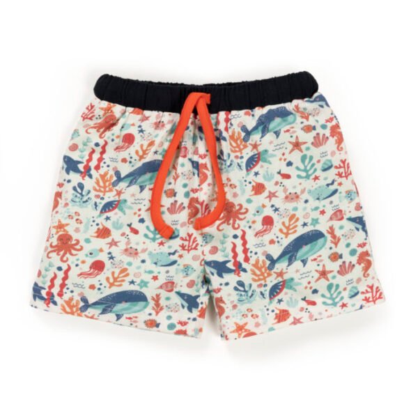Unisex Baby Printed 100%Organic Cotton Shorts - White - Image 2
