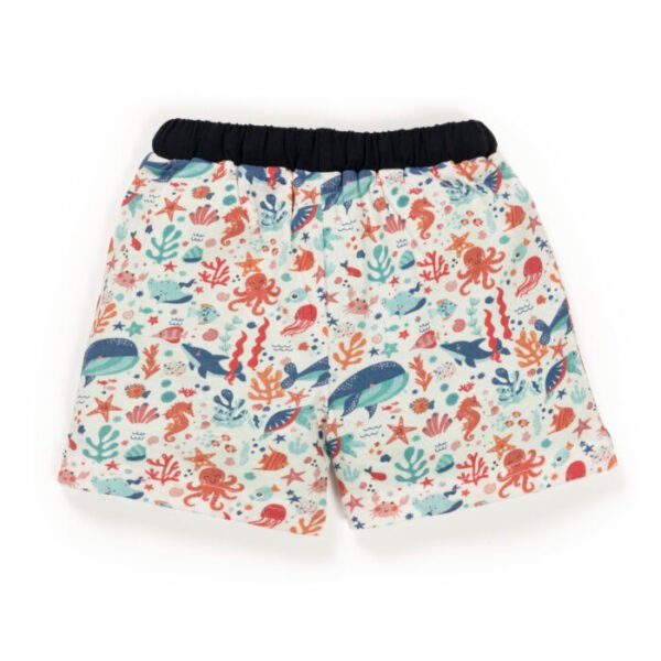 Unisex Baby Printed 100%Organic Cotton Shorts - White - Image 3