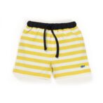 Unisex Baby Printed and Striped 100%Organic Cotton Shorts - Lemon Yellow - Image 2