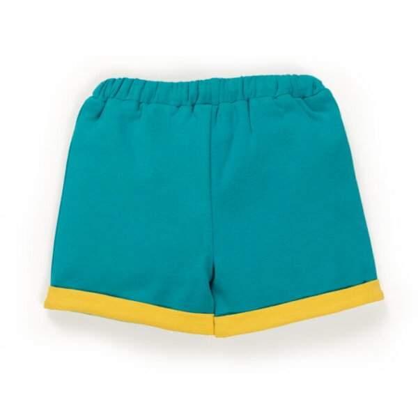 Baby Boys Printed 100%Organic Cotton Tee with Shorts Set - Yellow and Blue - Image 4