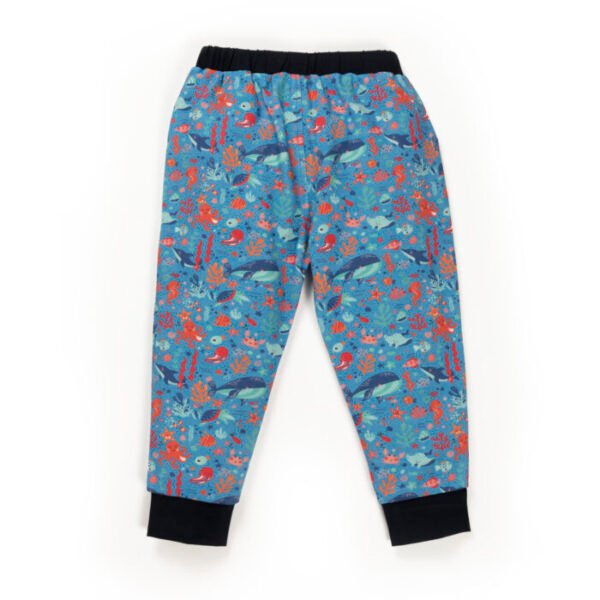 Kids Boys Printed 100% Organic Cotton Pants - Liberty Blue - Image 3