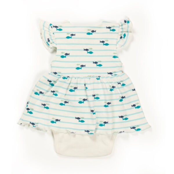 Girls 100% Organic Cotton Columbia Bodysuit - Blue and White - Image 3