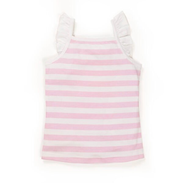 Baby Girls Stripes and Printed 100% Organic Cotton Top and Shorts Set - White and Pink - Image 3