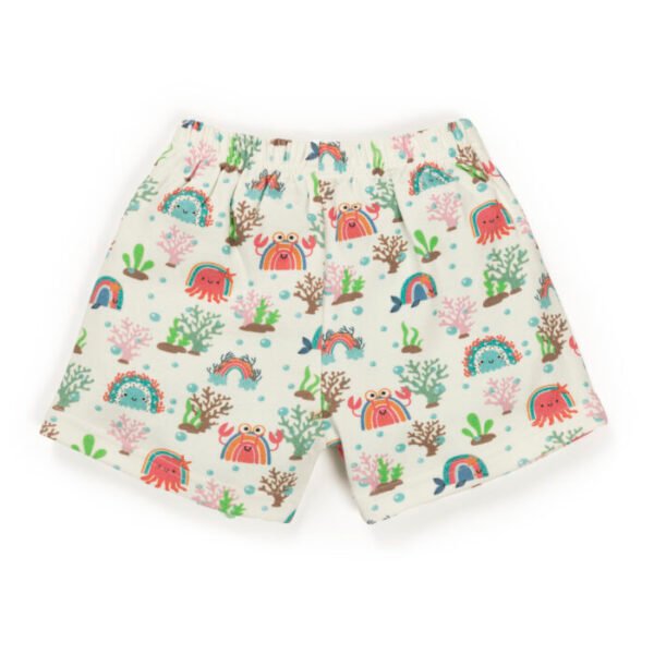 Baby Girls Stripes and Printed 100% Organic Cotton Top and Shorts Set - White and Pink - Image 4