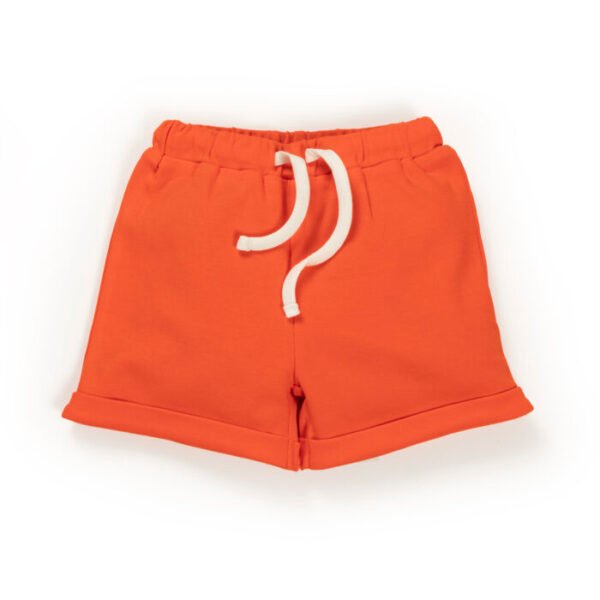 Baby Boys Graphic Printed 100% Organic Cotton Tee with Shorts- White and Orange - Image 2