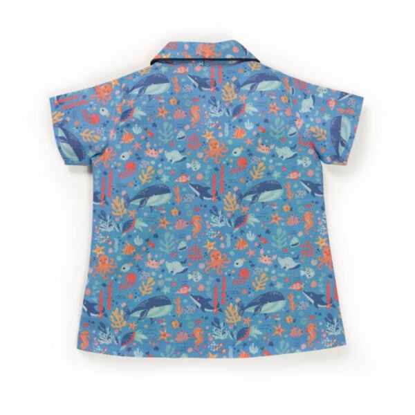 Unisex Baby Printed 100% Organic Cotton Sleepsuit - Indigo Blue - Image 5