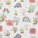 Kids Girls Printed 100%Organic Cotton Dress - White and Blue - Image 3