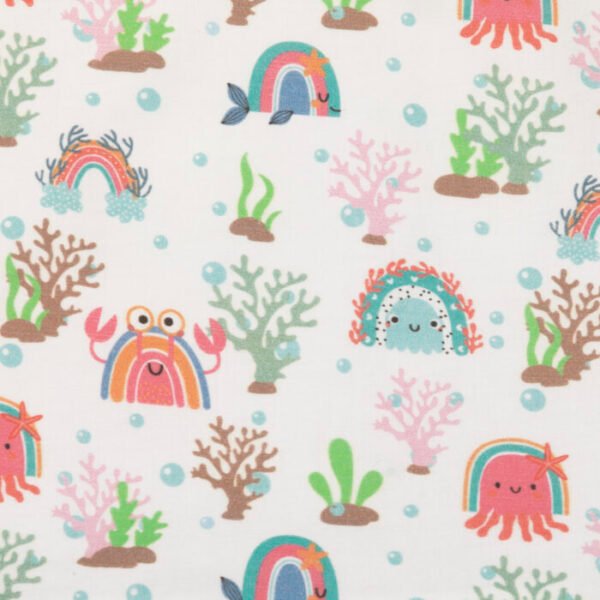 Kids Girls Printed 100%Organic Cotton Dress - White and Blue - Image 3