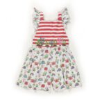 Kids Girls Stripes and Printed 100%Organic Cotton Dungaree - White and Pink - Image 2