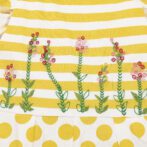 Kids Girls Stripes and Embroidered 100%Organic Cotton Dungaree/Romper - Yellow and White - Image 4