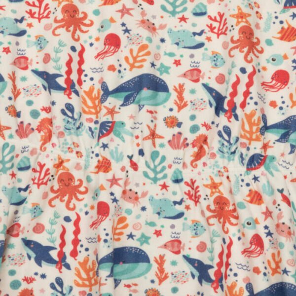 Kids Girls Printed 100%Organic Cotton Dress - White and Red - Image 4