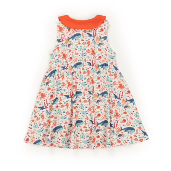 Kids Girls Printed 100%Organic Cotton Dress - White and Red - Image 3