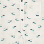 Kids Boys Printed 100%Organic Cotton Shirt - White and Blue - Image 3