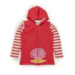 Kids Girls Stripes and Printed 100%Organic Cotton Jacket - Pink and White - Image 3