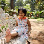 Kids Girls Printed 100%Organic Cotton Dress - White and Red