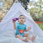 Unisex Printed 100% Organic Cotton Bodysuit- White and Blue