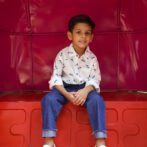 Kids Boys Printed 100%Organic Cotton Shirt - White and Blue