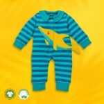 Baby Boys Printed 100% Organic Cotton Sleepsuit - Cerulean Blue and Yellow