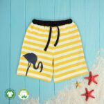Kids Boys Striped and Printed 100% Organic Cotton Shorts - Lemon Yellow and Blue