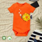 Unisex Graphic Printed 100% Organic Cotton Bodysuit - Orange Red and Yellow