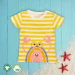 Unisex Baby Printed and Stripes 100% Organic - Yellow and White