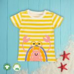 Unisex Baby Printed and Stripes 100% Organic - Yellow and White