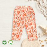 Unisex Baby Printed 100% Organic Cotton Pants - Orange and White