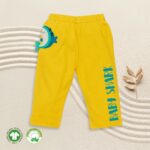 Unisex Baby Printed 100% Organic Cotton Shark Pants - Lemon Yellow