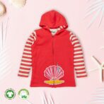 Kids Girls Stripes and Printed 100%Organic Cotton Jacket - Pink and White
