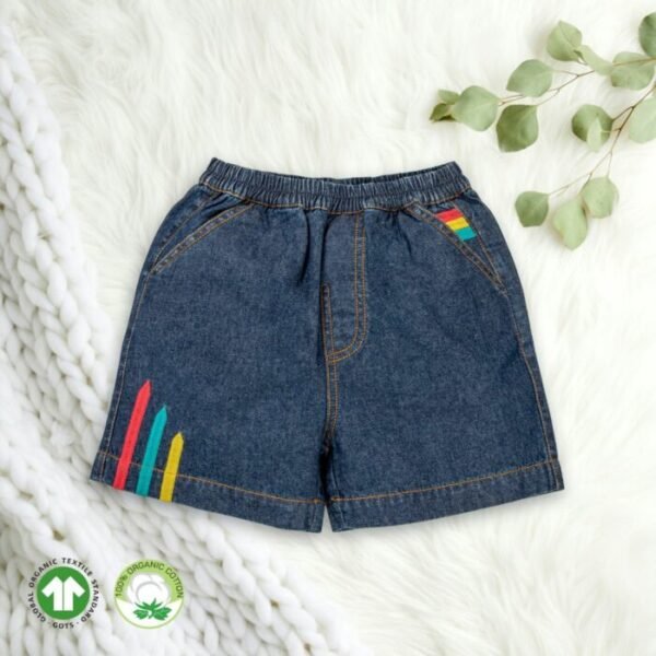 Blue Denim Printed Shorts