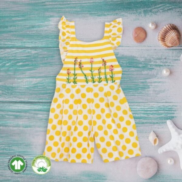 Yellow and White Sleeveless Dungaree