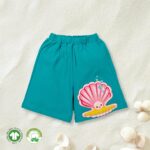 Kids Girls Graphic Printed 100%Organic Cotton Shorts - Blue and Pink