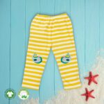 Kids Girls Stripes and Printed 100%Organic Cotton Leggings - White and Yellow