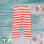 Kids Girls Stripes 100%Organic Cotton Leggings - Pink and White