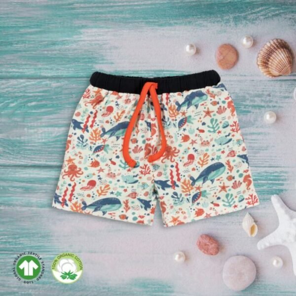 _FIRST CRY FINAL White Shorts with Sea Life Prints