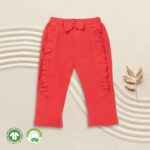 Baby Girls 100%Organic Cotton Leggings with frills - Dark Pink