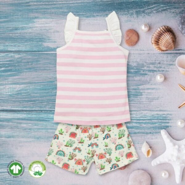 _FIRST CRY FINAL White and Pink Top and White Printed Shorts