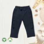 Baby Girls Embroidered 100% Organic Cotton Leggings - Bugle Blue