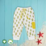 Unisex Baby Printed 100% Organic Cotton Seahorse Graphics Pants - White