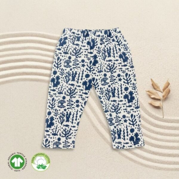 Dark Blue and White Sea Life Printed Pants