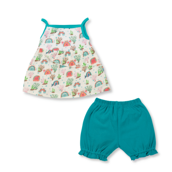 Baby Girls 100% Organic Cotton Top and Shorts - Powder Blue - Image 6