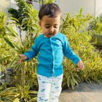 Baby Boys Embroidered and Striped 100%Organic Cotton Top and Pant Set - Tiffany Blue and White